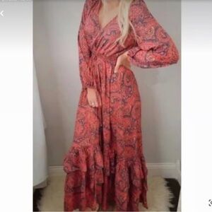 Anthropologie Boho Paisley Maxi Dress | Tiered, Flowing | Size M |